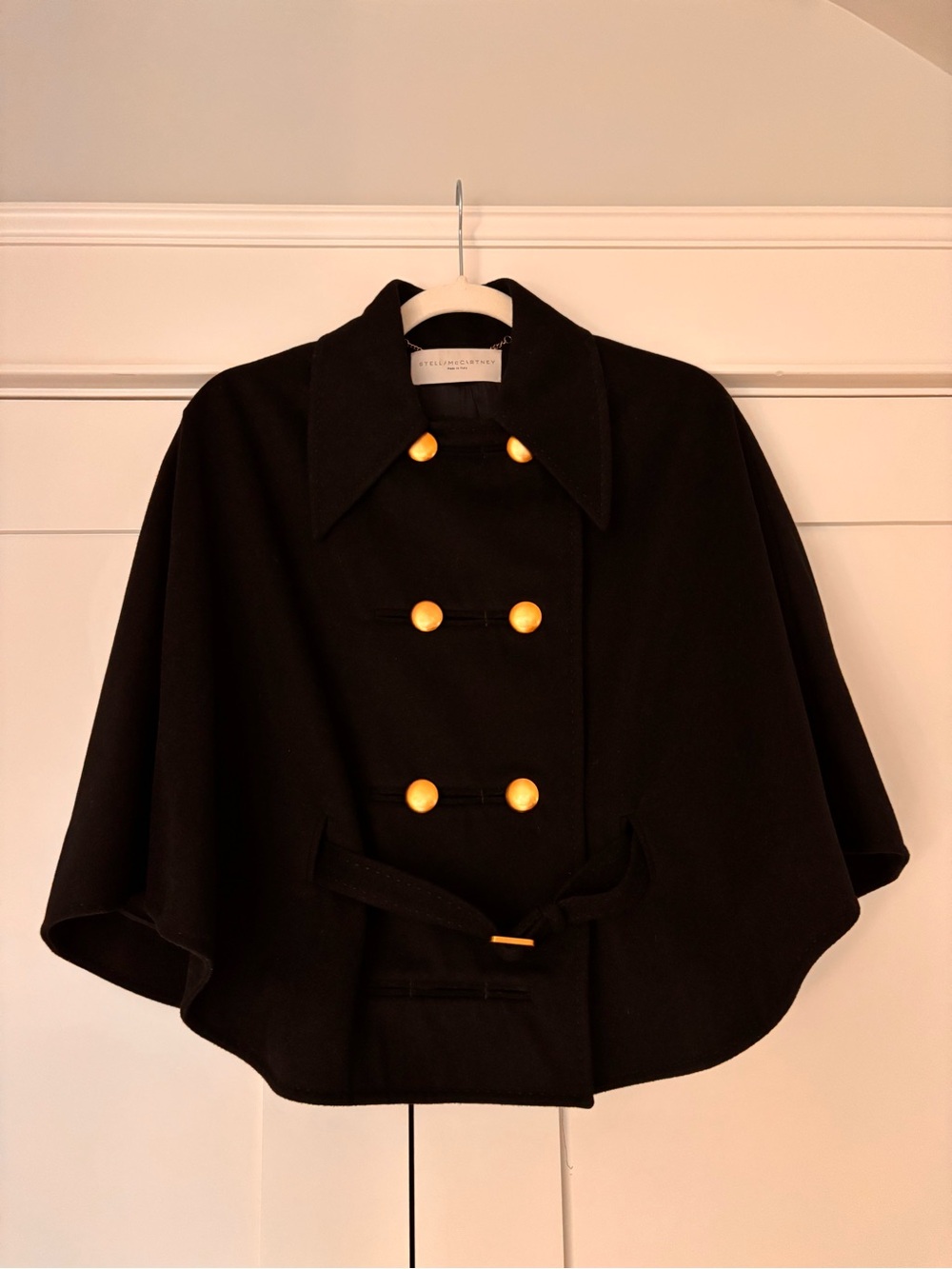 Stella McCartney Black 50/50 Wool /Cashmere Cropped Cape Coat